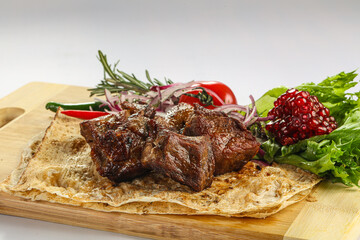 Grilled beef kebab barbeque shashlik