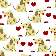 puppy, dogs, cute animals vector seamless pattern isolated on bright background. Concept for wallpapers, cards, print