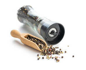 Whole pepper in wooden scoop