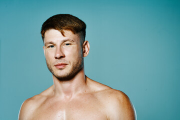 handsome sporty man with pumped body workout fitness