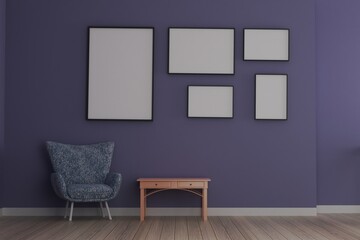 picture frame concept room interior 3d rendering