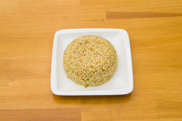 hot rice on a plate