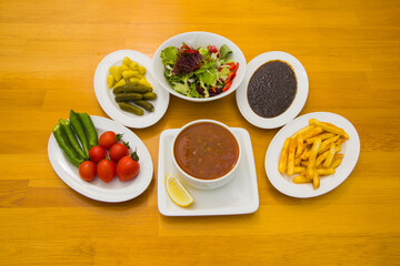 a delicious hot soup on the plate