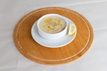 a delicious hot soup on the plate