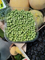 green peas in a market