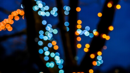 Colorful abstract lights from decorated tree