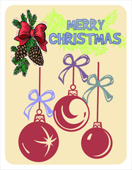Christmas greeting card, vector illustration