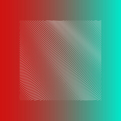 Wavy white lines on red background. Vector illustration.