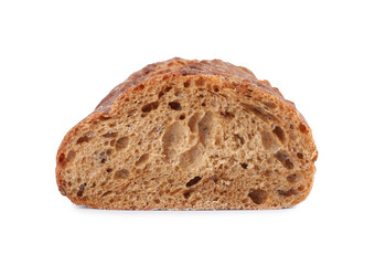 Piece of fresh buckwheat baguette isolated on white