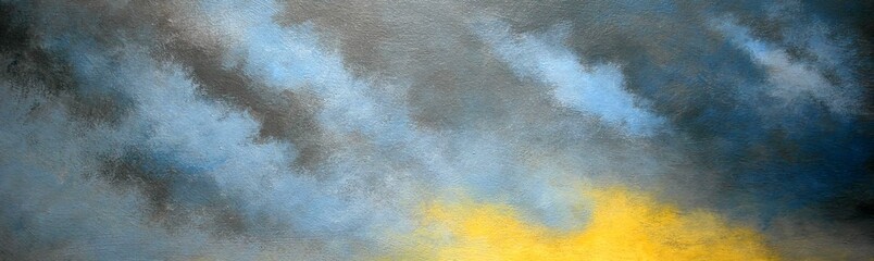 Oil paintings landscape, texture background, blue sky and clouds