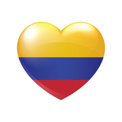 Flag of Colombia in heart. Colombian emblem icon vector. Country love symbol. Isolated illustration eps10