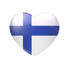 Fototapeta premium Flag of Finland in heart. Finnish emblem icon vector. Country love symbol. Isolated illustration eps10