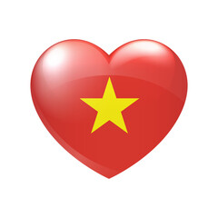 Flag of Vietnam in heart. Vietnamese emblem icon vector. Country love symbol. Isolated illustration eps10