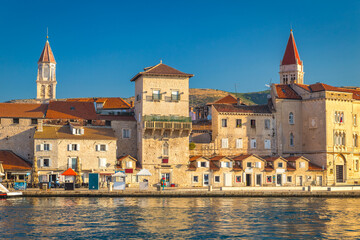 Waterfront with promenade in The Old town of Trogir, Croatia, Europe.