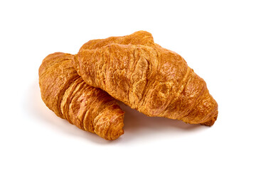 Fresh croissants, isolated on white background.