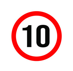 traffic sign indicating speed limit 10, symbol, icon, logo.