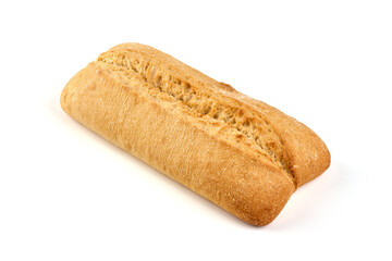 Wheat ciabatta, isolated on white background.