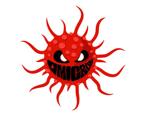 Coronavirus mutation to new strain omicron. Mutated corona virus variant of COVID. Respiratory infection disease epidemic medical vector isolated icon on white background