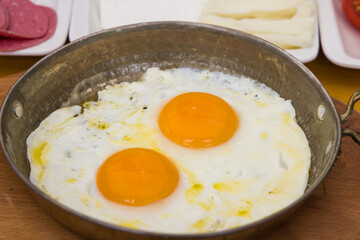 hot and fresh eggs on plate