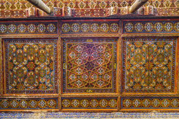 Details of iwan's ceiling in the Khan's palace Kohna-Ark, Khiva, Uzbekistan