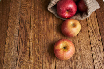 apples on a wooden table vitamins fresh fruits organic