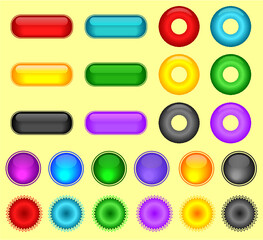 Colored vector glossy buttons, shapes