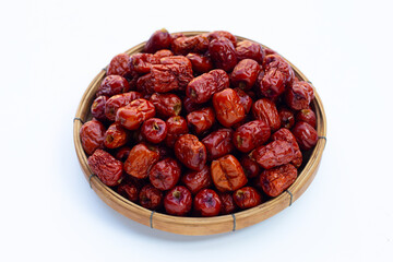 Dried Chinese jujubes isolated on white backgroun