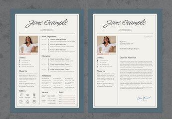 Elegant Resume CV Layout with Pale Blue Frame
