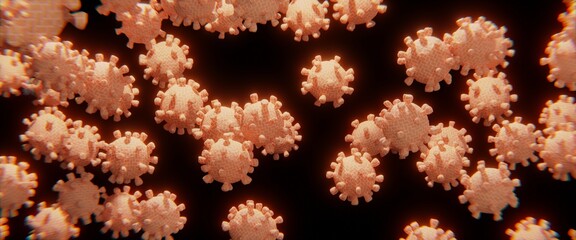 dangerous coronavirus cells on color background, 3d illustration
