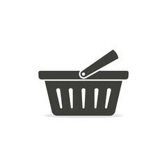 Shopping basket vector icon, isolated flat black symbol
