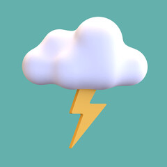 thunder cloud weather icon 3d render illustration