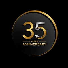 35th anniversary logo. Golden anniversary celebration logo design for booklet, leaflet, magazine, brochure poster, web, invitation or greeting card. rings vector illustrations.