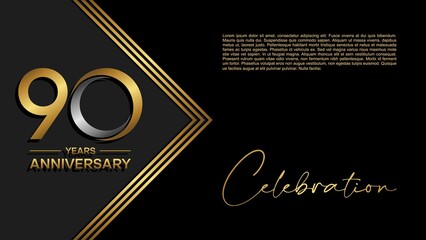 90th anniversary logo. Golden anniversary celebration logo design for booklet, leaflet, magazine, brochure poster, web, invitation or greeting card. vector illustrations.