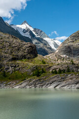 Reservoir of Mount Grossglockner glacial water in the High Tauern National Park