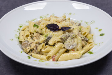 delicious and hot pasta on plate