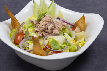 a delicious mixed salad on the plate