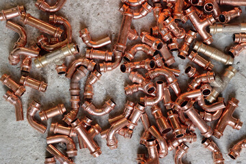 Heizungsrohre aus Kupfer - diverse Kleinteile