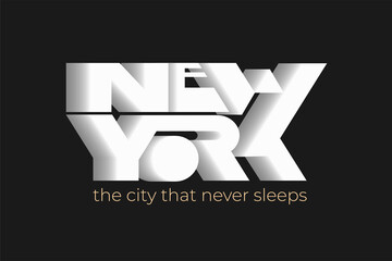 New York modern vector text with 3d effect for poster or t shirt print.