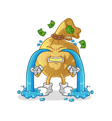 money bag crying illustration. character vector