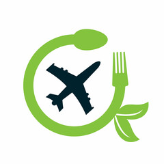 Fresh runway food logo concept design. Food Plane logo design template.