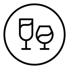 Alcohol Glasses Flat Icon Isolated On White Background