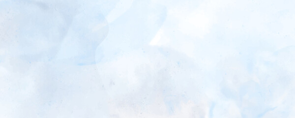 Obraz premium Vector watercolor art background. Hand drawn vector texture. White clouds. Blue sky. Pastel color watercolour banner. Template for design.