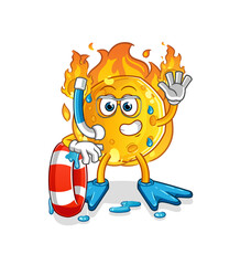 meteor swimmer with buoy mascot. cartoon vector
