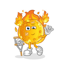 Naklejka premium meteor sick with limping stick. cartoon mascot vector