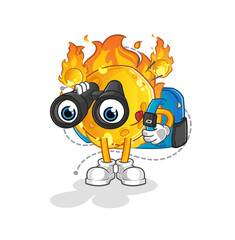 meteor with binoculars character. cartoon mascot vector