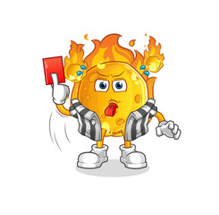 meteor referee with red card illustration. character vector