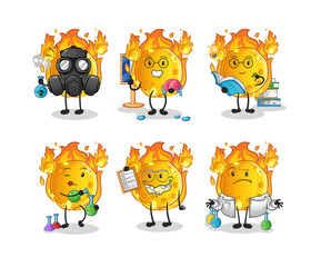 meteor scientist group character. cartoon mascot vector