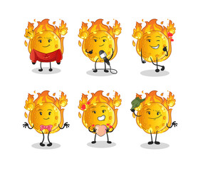 meteor korean culture group character. mascot vector