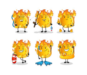 meteor water activity group. cartoon mascot vector