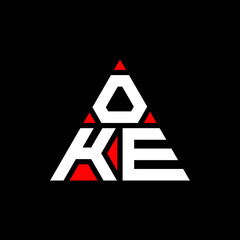 OKE triangle letter logo design with triangle shape. OKE triangle logo design monogram. OKE triangle vector logo template with red color. OKE triangular logo Simple, Elegant, and Luxurious Logo...